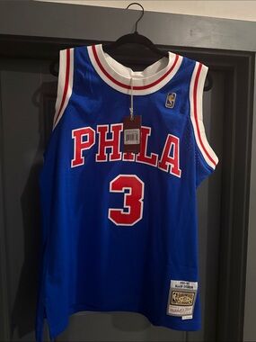 Mitchell & Ness Blue PHILA #3 Basketball Jersey with Red & White Trim